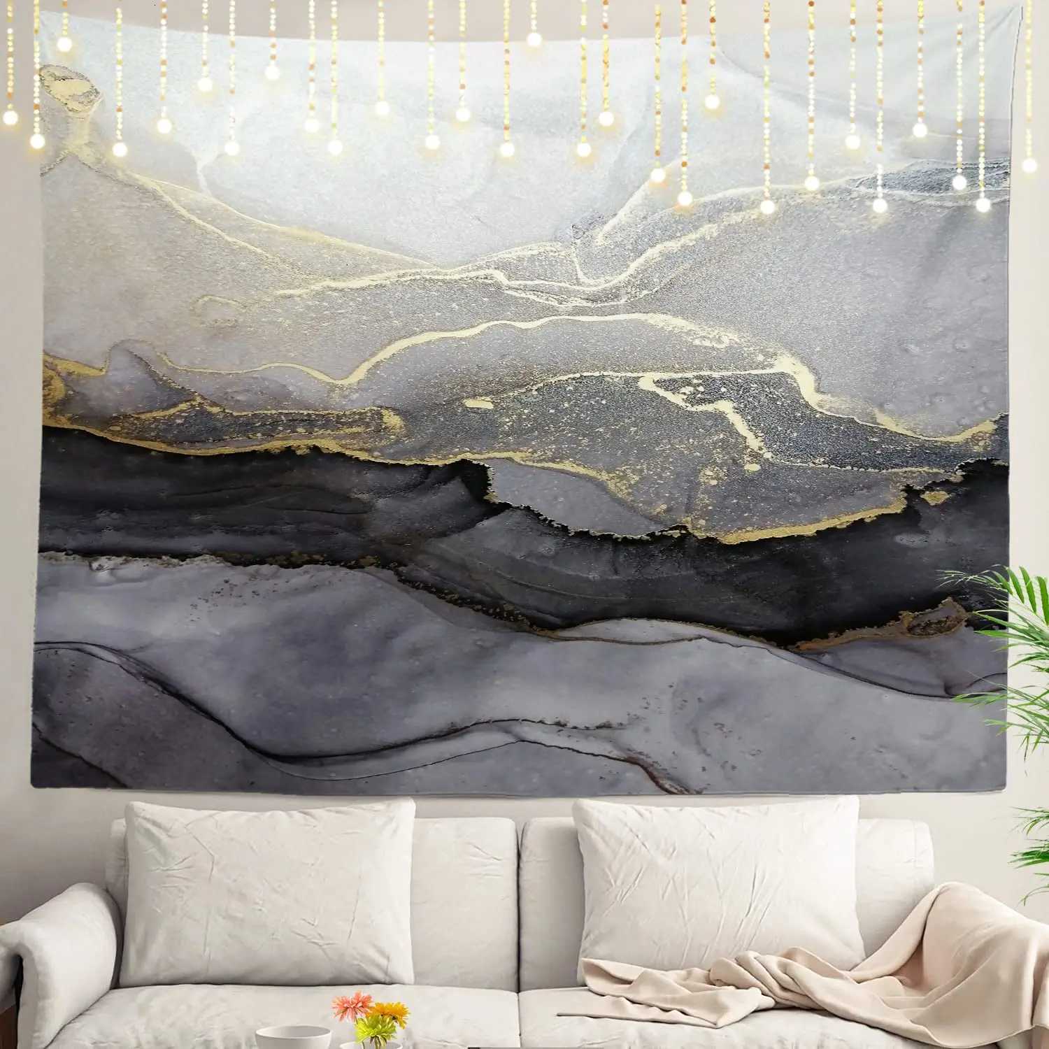 Green Black Marble TapestryNatural Luxury Beautiful Swirls Agate Wall Art Hanging Decoration Dorm Room Bedroom Home Living RoomM251125