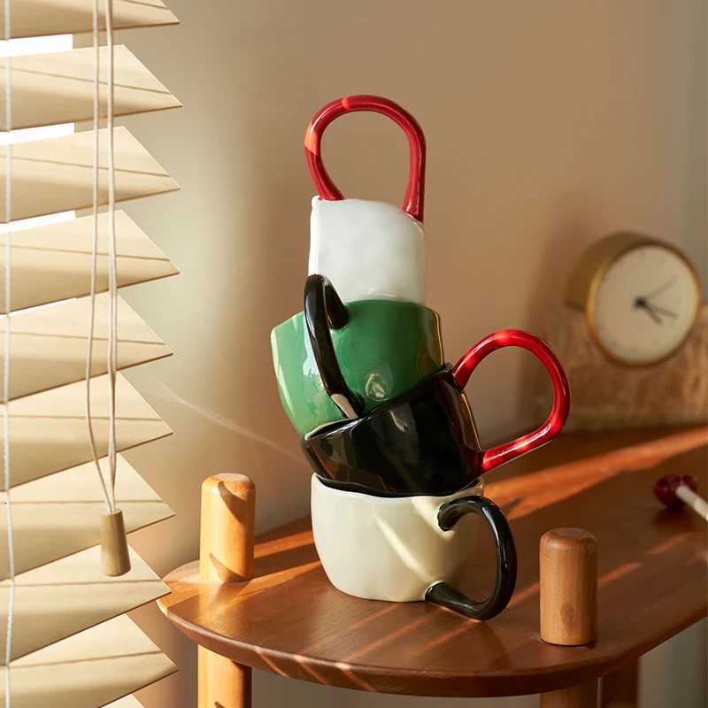 Household Large Capacity Ceramic Coffee Cup Daily Solid Color Office Creative Water Mugs Simple Restaurant Breakfast Milk Cup Y251125