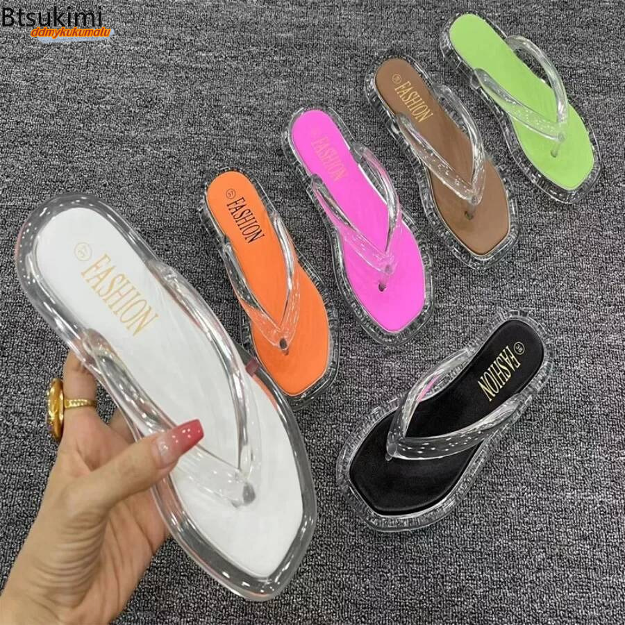 Women's Summer Candy Color Flip Flops Fashion All Match Outdoor Casual Flat Slippers Ladies Soft Soled Beach Sandal Women Slides ddmykukumalu
