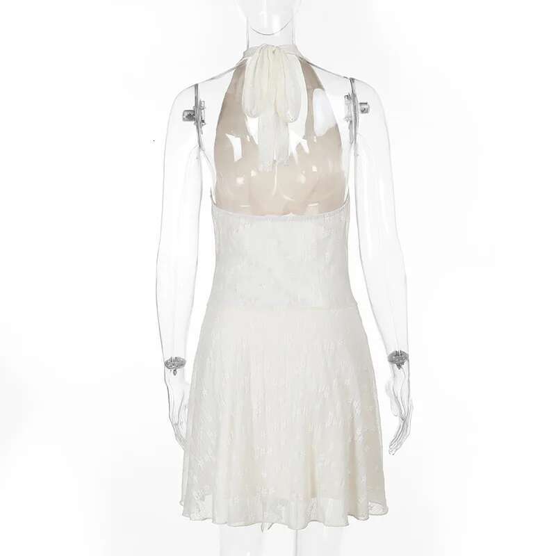 Dongdumaoyi Townlike Asymmetric A Line Lace Dress Women Halter Mini Spring Summer Backless Nightclub Sexy Party Dresses