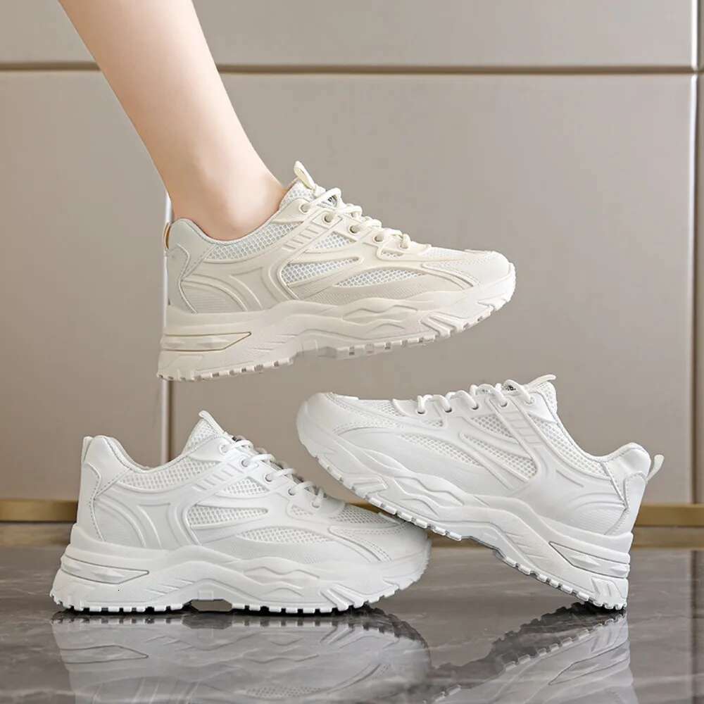2024 New Casual Round Toe Cross Strap Mesh Shoes Summer Fashion Increased Breathable Comfortable Women Sneakers ddmykukumalu