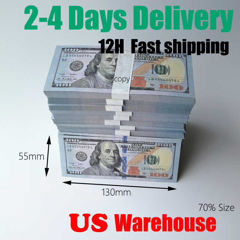 Prop Money Fake Money USA Dollars For Movie Banknote Paper Toys 1 5 10 20 50 100 Dollar Movies Currency For Child Teaching Party Supplies 100 PCS/Pack 130*55mm 70% Size