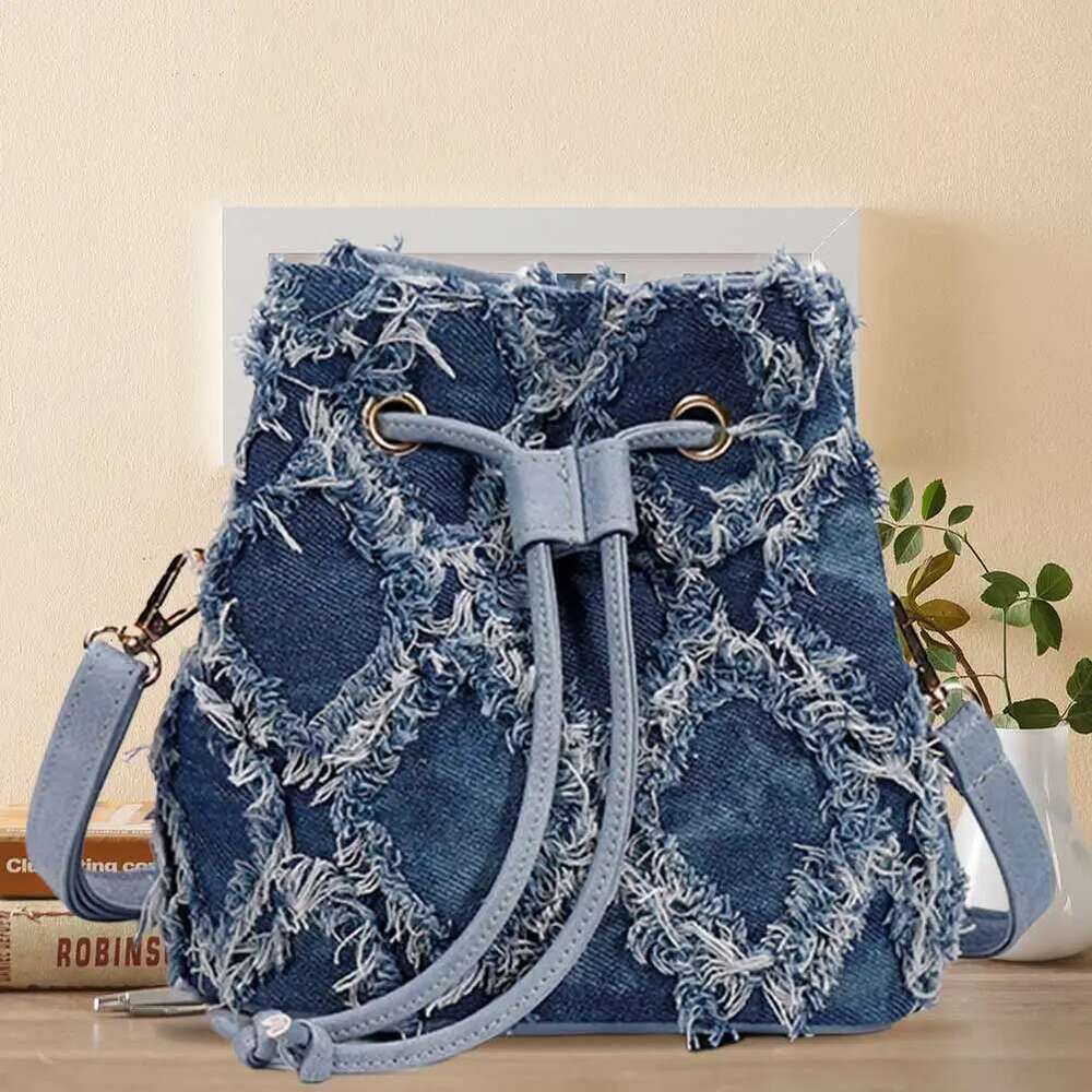 Women Tassel Shoulder Bag Stylish Denim Mini Crossbody Purse For Daily Use With Large Capacity And Fashionable Design