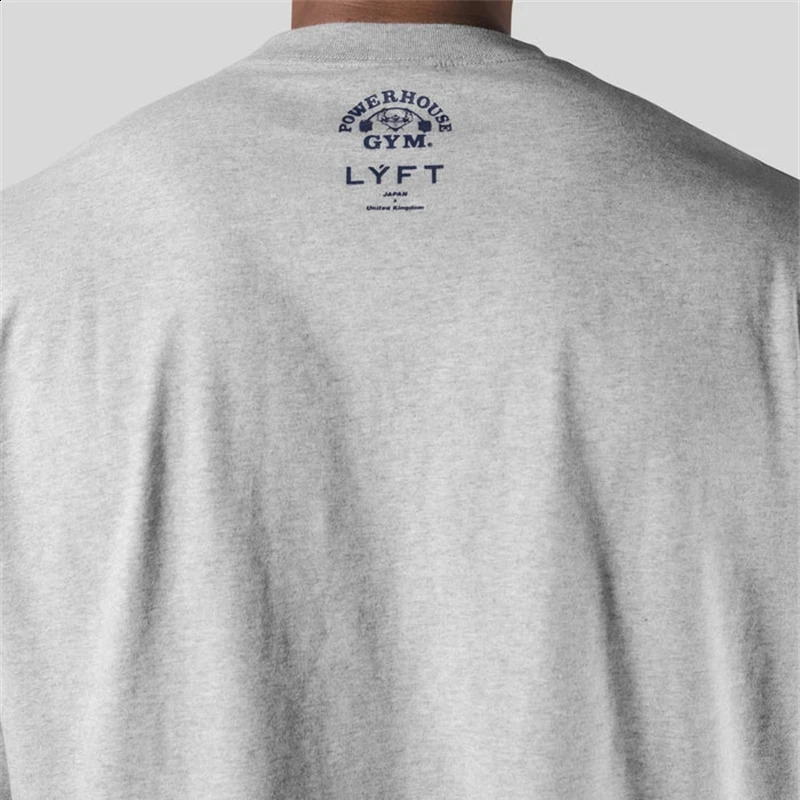 LYFT Mens Running Sports Cotton T-shirt Fitness and Fitness Loose Printed Summer Mens Running Training T-shirt Top 250423