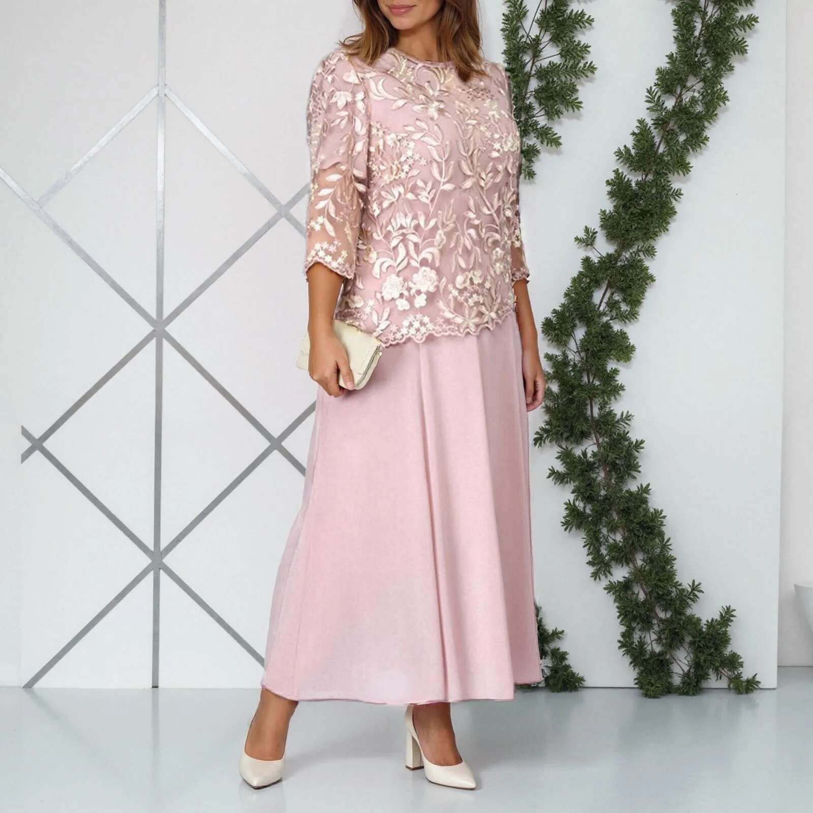 Dongdumaoyi Plus Size Long Dresses Women Clothing Summer Embroidery Fake Two Piece Elegant Party Dress For Wedding Guest Church