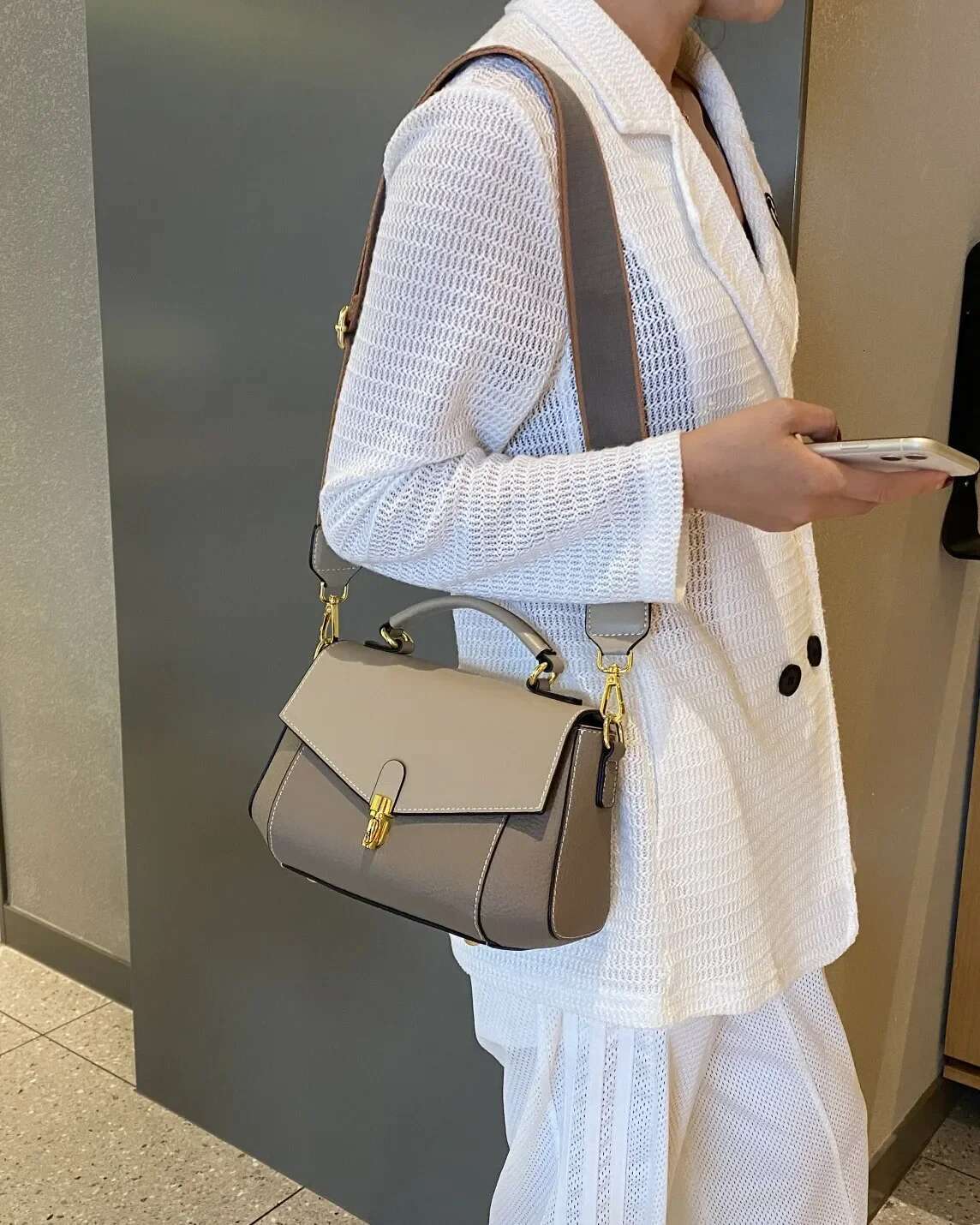 Genuine Leather Women's Small Messenger Shoulder Green Bag Ladies Fashion Cowhide White Handbag Female High Quality