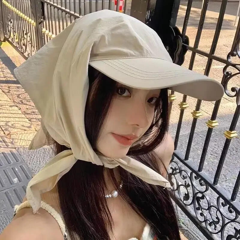 headscarf hat strap neck protection sunblock visor outdoor camping style cap 250424