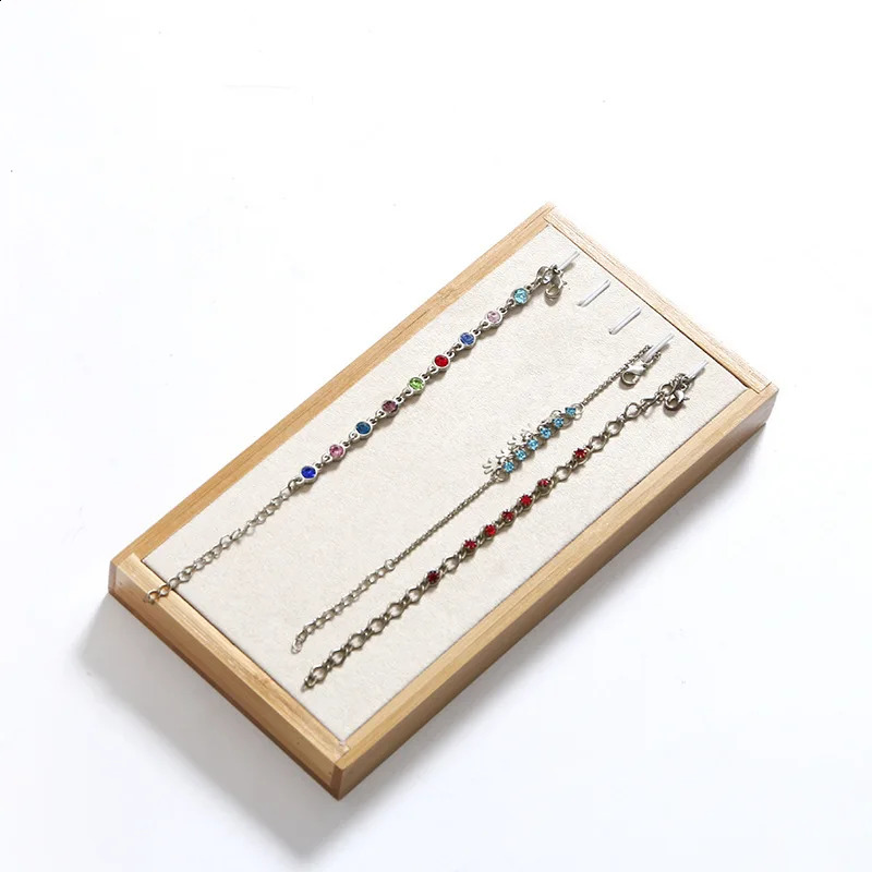 Natural Bamboo Solid Wood Jewelry Display Tray Necklace Ring Earring Storage Box Jewelry Display Plate 250424