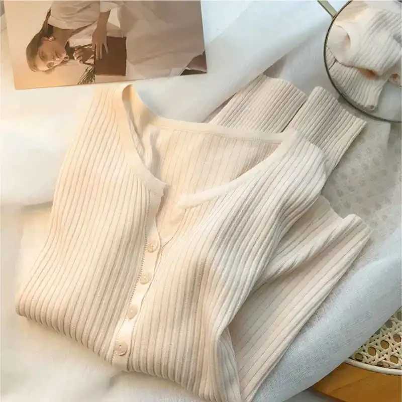 Knitted Sweater Women Cardigans New Long Sleeve O-Neck White Knit Sweater Cardigan Women Tops Knitwears Sueters De Mujer Q1196T251125