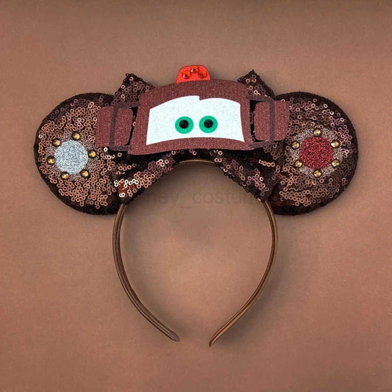 Disney Pixar Animation Car Lightning McQueen Earrings Headbands Womens sequins Bow Mother Hair Accessories Childrens Piston Cup Headbands Girls X25042