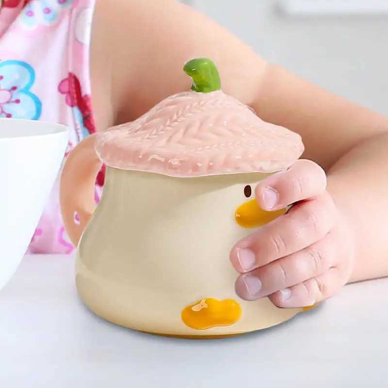 Cute Duck Mug Ceramic Duck Mug With Hat Lid 400ml Cartoon Ceramic Drinkware Tableware With Handle For Kids And Adult Christmas Y251125