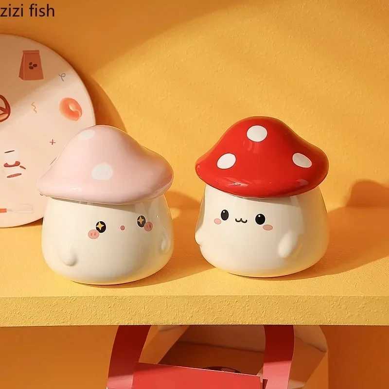 Mushroom Ceramic Mug with Lid Creative Couples Cup Latte Mug Milk Cup Oat Cup Breakfast Cups Home Drinking Cups Tea Cups Y251125
