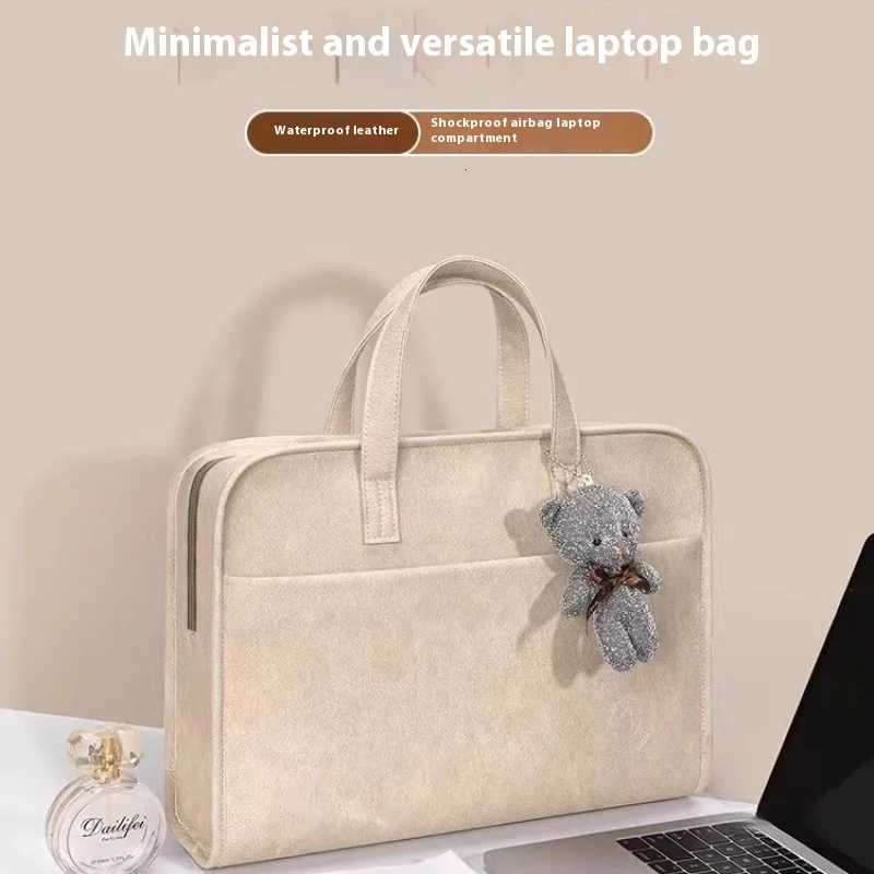 14/16 Inch Laptop Bag With Anti Drop Shock-Absorbing Design Simple Thick One Shoulder Design Comes With A Teddy Bear PendantT251125