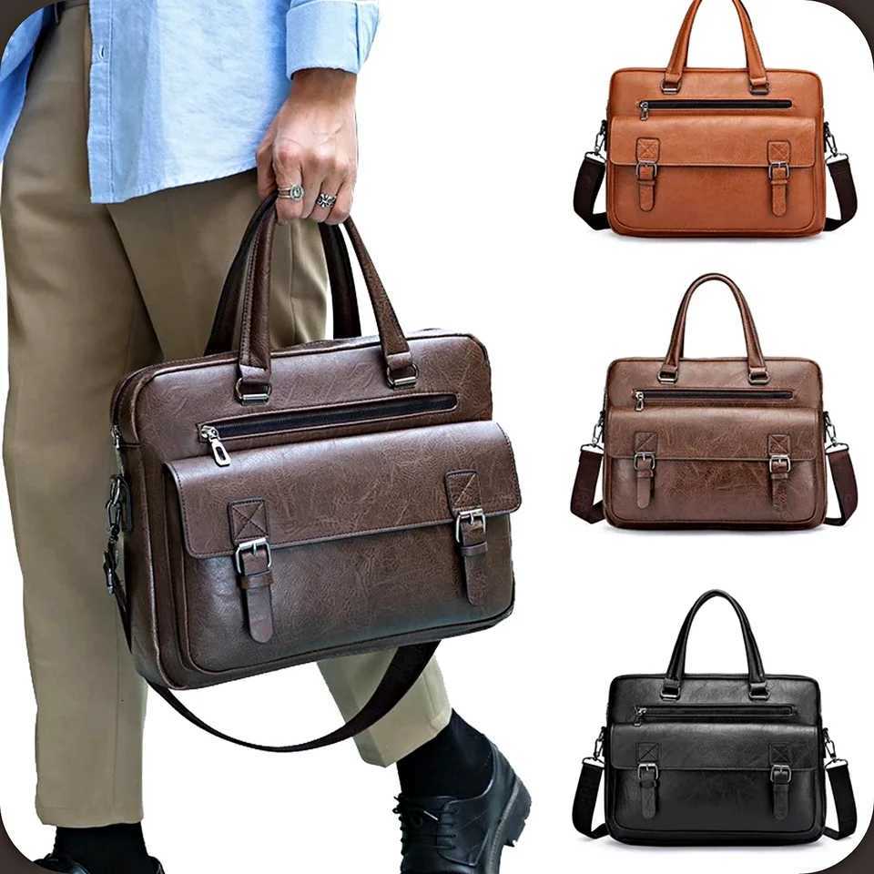 Leather Messenger Bag Multi-compartment Laptop Crossbody Bag Business Handbag Genuine Leather Mens Briefcase For Tech CarryingT251125