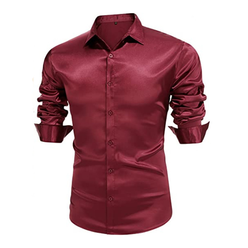 2022 autumn fashion mens bright face solid color ball shirt 240923