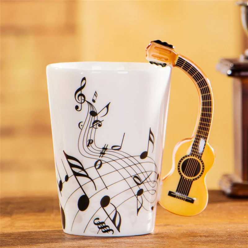 240ml Creative Music Ceramic Mug Guitar Violin Style Cute Coffee Tea Milk Stave Mugs And Cups with Handle Novelty Gifts Y251125