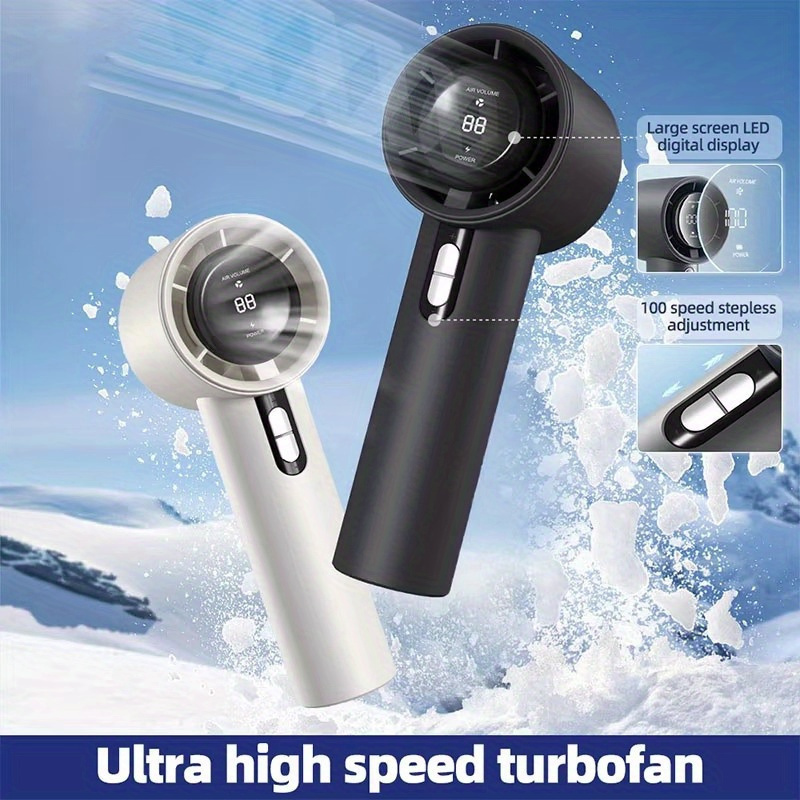 USB Mini Handheld Fan 5-gears Wireless Electric Fan Portable Air Conditioner Rechargeable Desktop Fans Folding Hanging Neck Fan LED Digital Display Fa