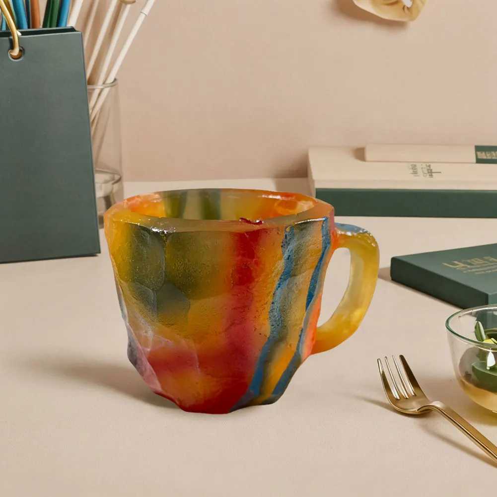 Imitation Mineral Crystal Coffee Mugs Elegant Imitation Mineral Cup Exquisite Water Cup with Handle Gift for Family Friends Y251125
