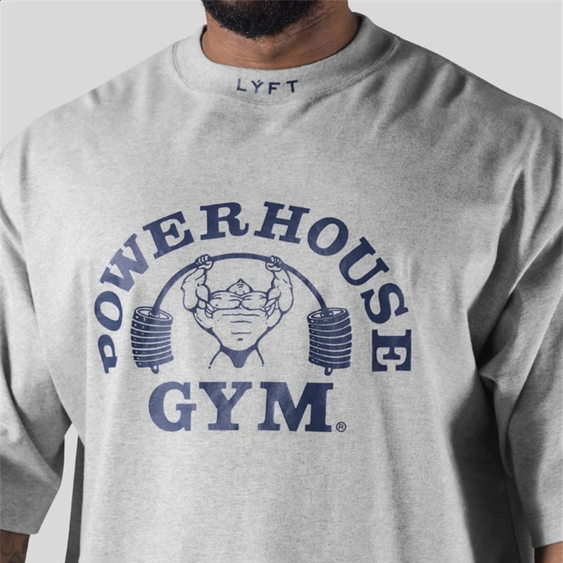LYFT Mens Running Sports Cotton T-shirt Fitness and Fitness Loose Printed Summer Mens Running Training T-shirt Top 250423