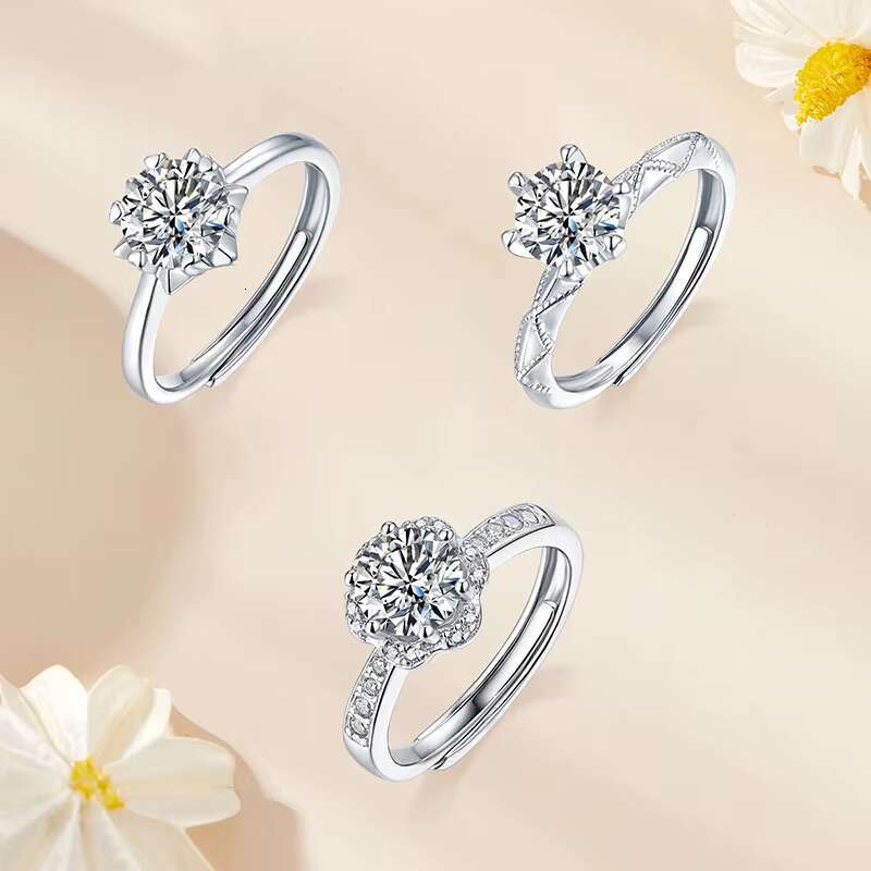 MOQ 1 Moissanite Ring Men Women Wedding Engagement Diamonds Cross Moissanite Ring Custom 925 Sterling Silver Heart Fashion Rings