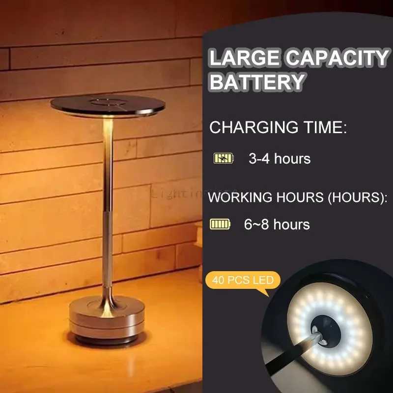 Metal LED Touch Table Lamp Portable Cordless Bedside Light Claeted Rechargeable Nordic Led Lamp Coffee Table DecorationM251125