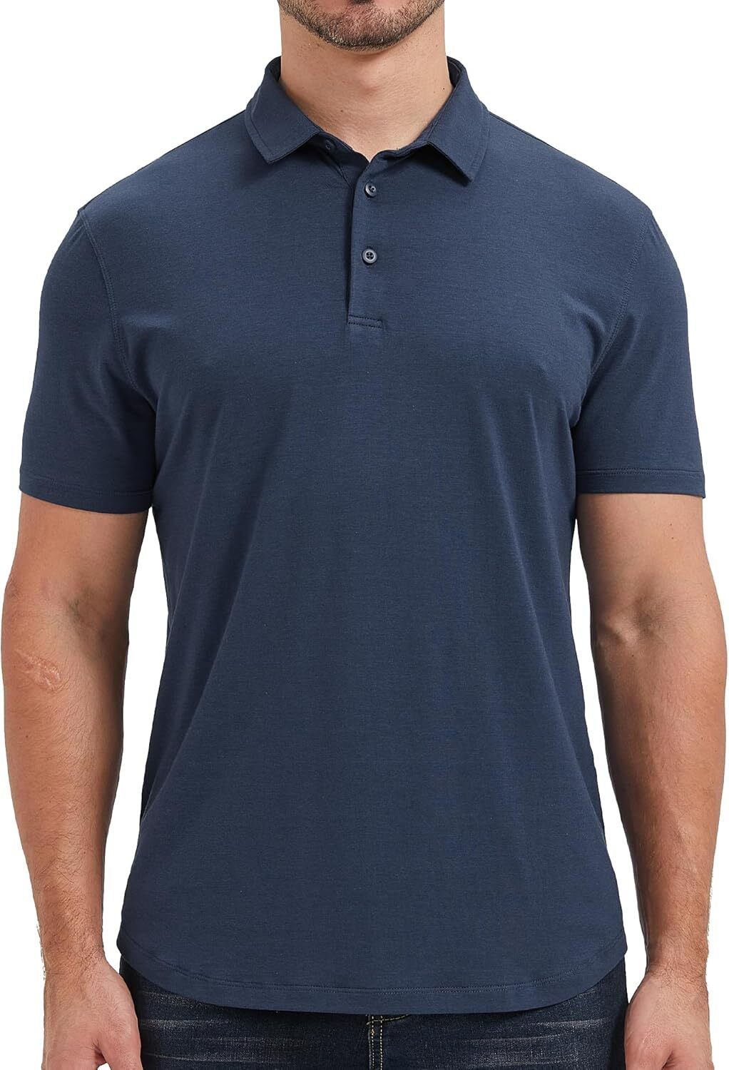 Mens Polo shirt Mens Lightweight Bamboo Curved Hem Casual Collared Golf Shirt Casual tops summer clothes Short sleeve