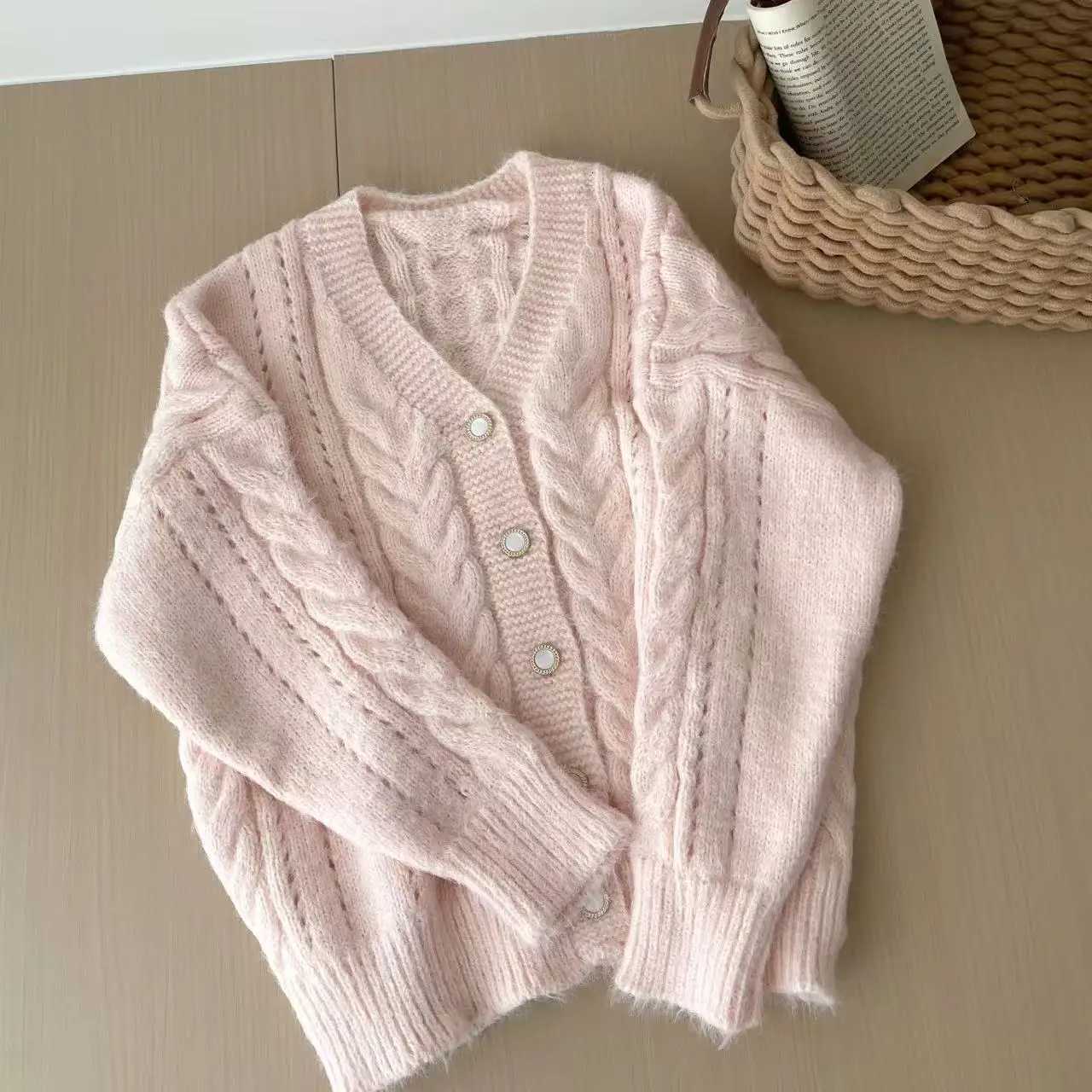 American Retro Knitted Cardigan Tops Women Y2k Harajuku Solid Sweater Autumn Winter 2000s Vintage Loose Pullover ChicT251125
