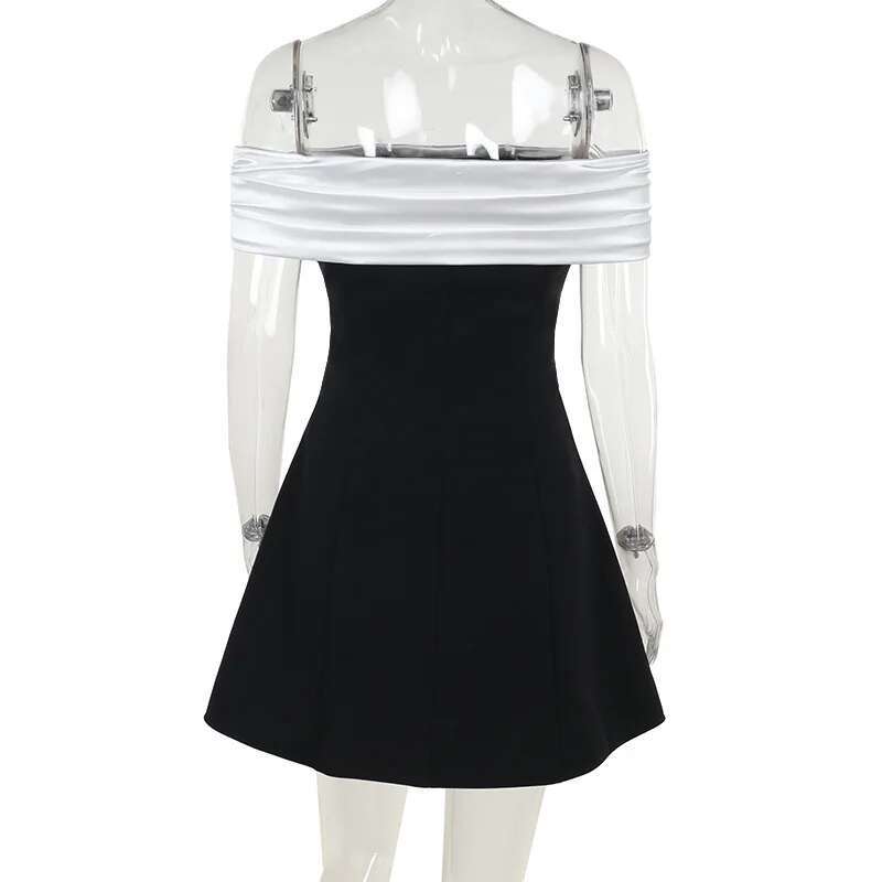 Townlike Patchwork A-line Slim Bodycon Women Off Shoulder Mini 2024 Summer Dress Backless Nightclub Sexy Party Dresses