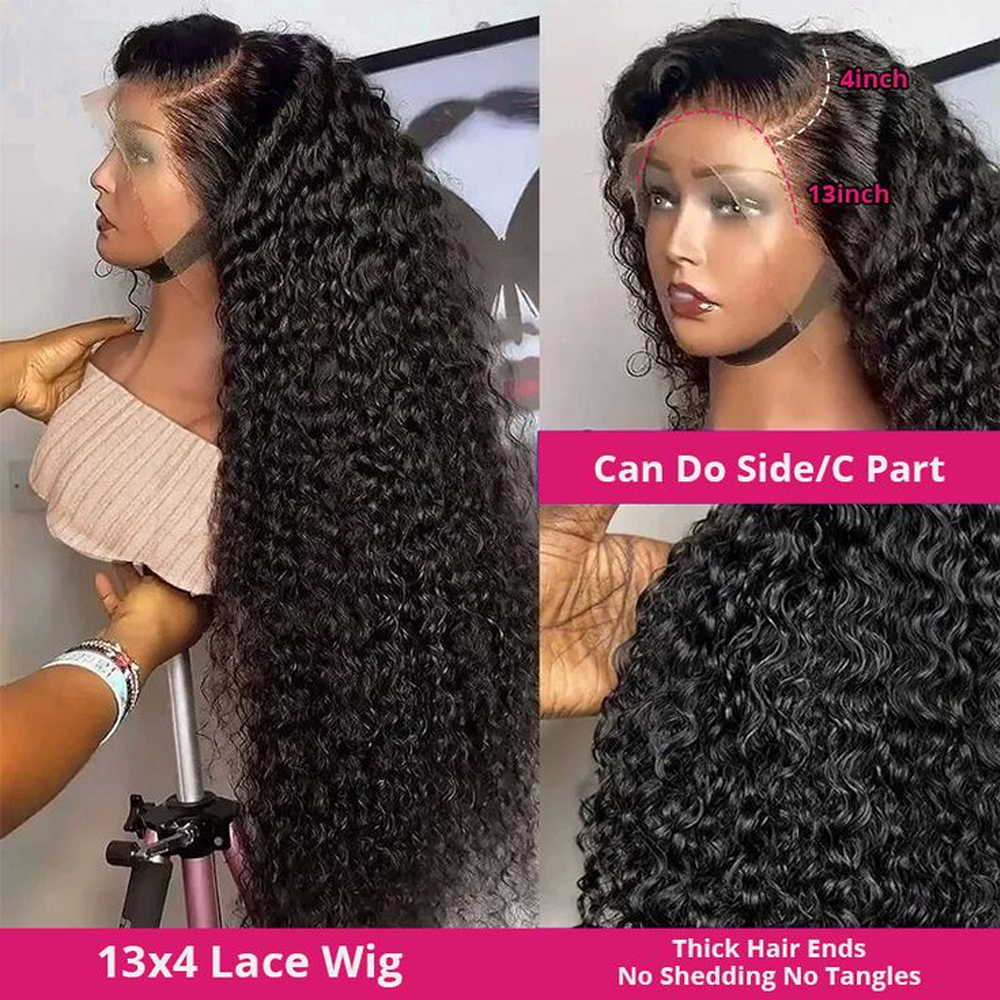 250 Density Invisi Strap 360 Full Hd Deep Wave Glueless Wig Human Hair PrePlucked 30 Inch Lace Front Wig Deep Curly Wave Frontal Wig