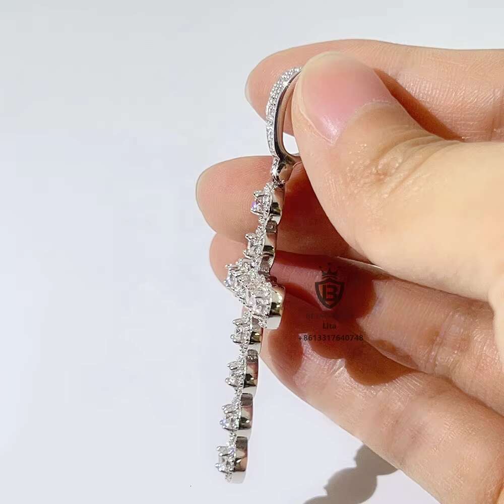 Blingdiam Jewelry Iced Out Mens Women Pray Jesus Moissanite Diamond 10k Gold 925 Silver Cross Pendant