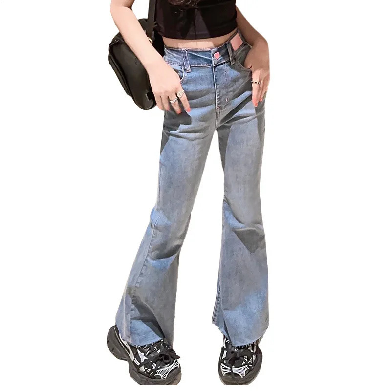 Girls jeans spring and summer styles big girls fashionable slim pants high waisted childrens trousers 250422