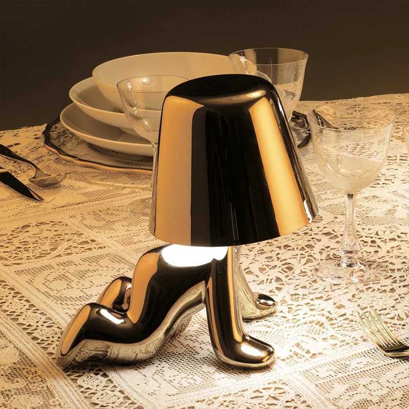 Italian dining table statuette cartoon decorative ornament Nordic bedroom charging golden brotherM251125