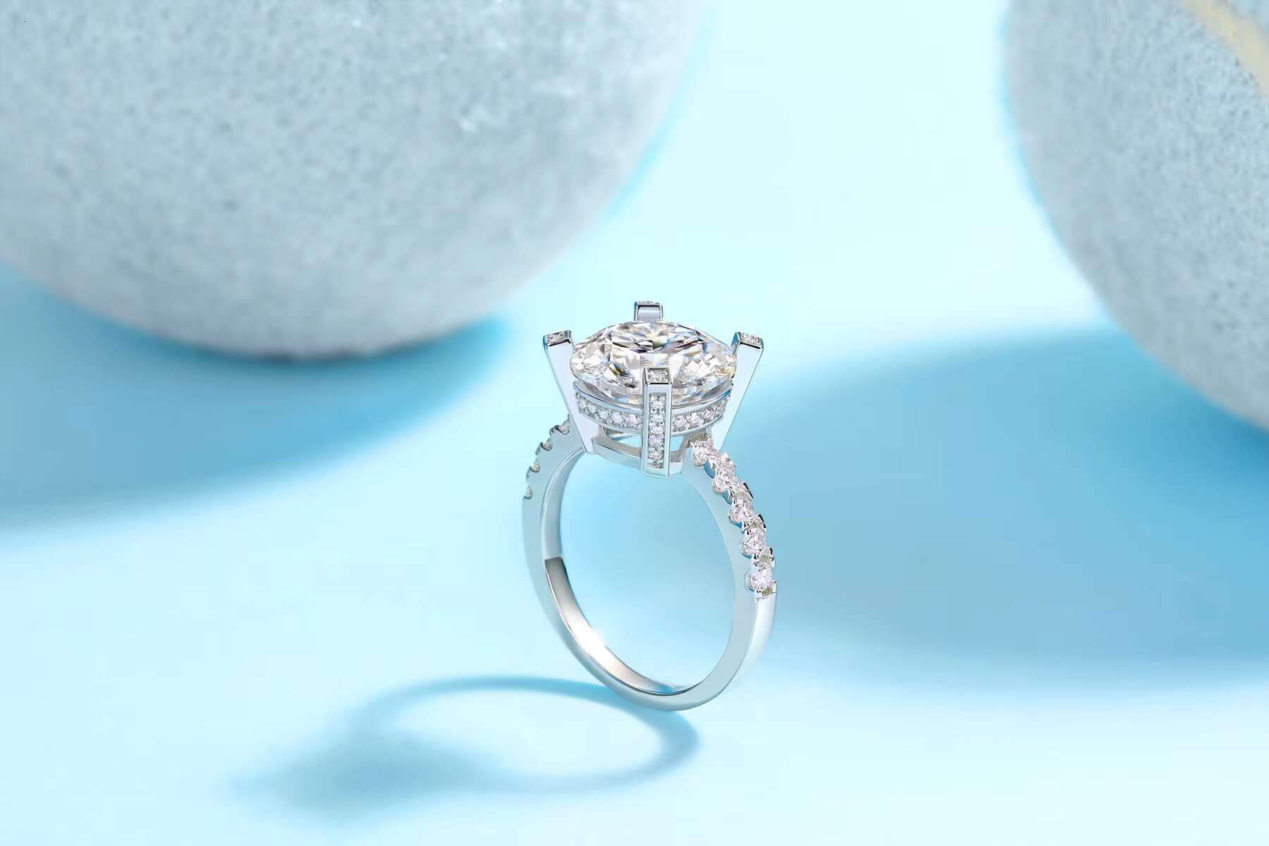 Zanlong 14876 Non Tarnish Jewelry 18k Gold Plated Hypoallergenic S925 Sterling Silver Jewelry Moissanite 5ct VVS Ring for Women