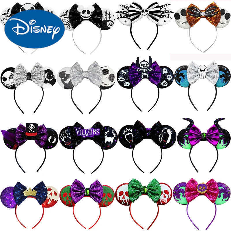 Disney Halloween Ear Headband Childrens Role Play Bat Skull Hair Band Girls Ghost Hair Accessories Womens Holiday Party Hair X250425
