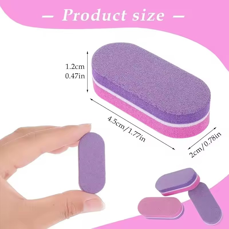 Mini Double-Sided Nail Sponge Files Buffer Block Two-color Oval Shaped Buffing Sanding Nails File Manicure Polish Tools