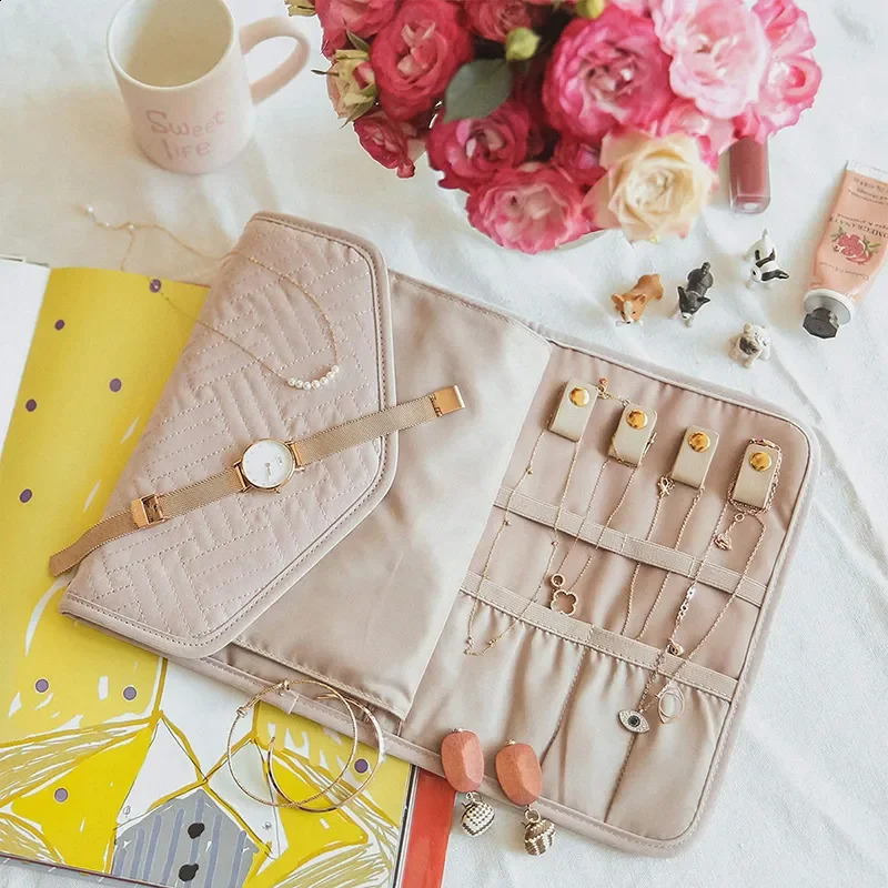 Foldable Portable Travel Jewelry Bag For Necklace Earrings Rings Jewelry Case Organizer Journey Storage Bags For Women Girls 250424