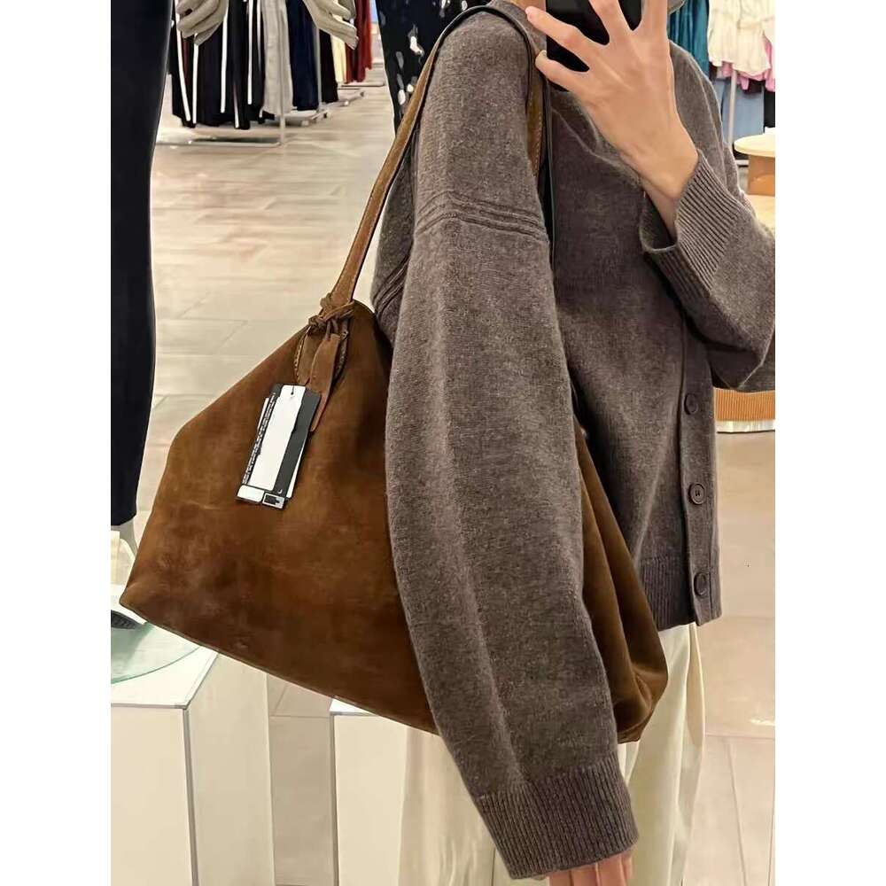 Designer Bag Suede Autumn And Winter Shoulder Niche Design Wing Matte Cowhide Large Capacity Women's Handheld Tote Bag