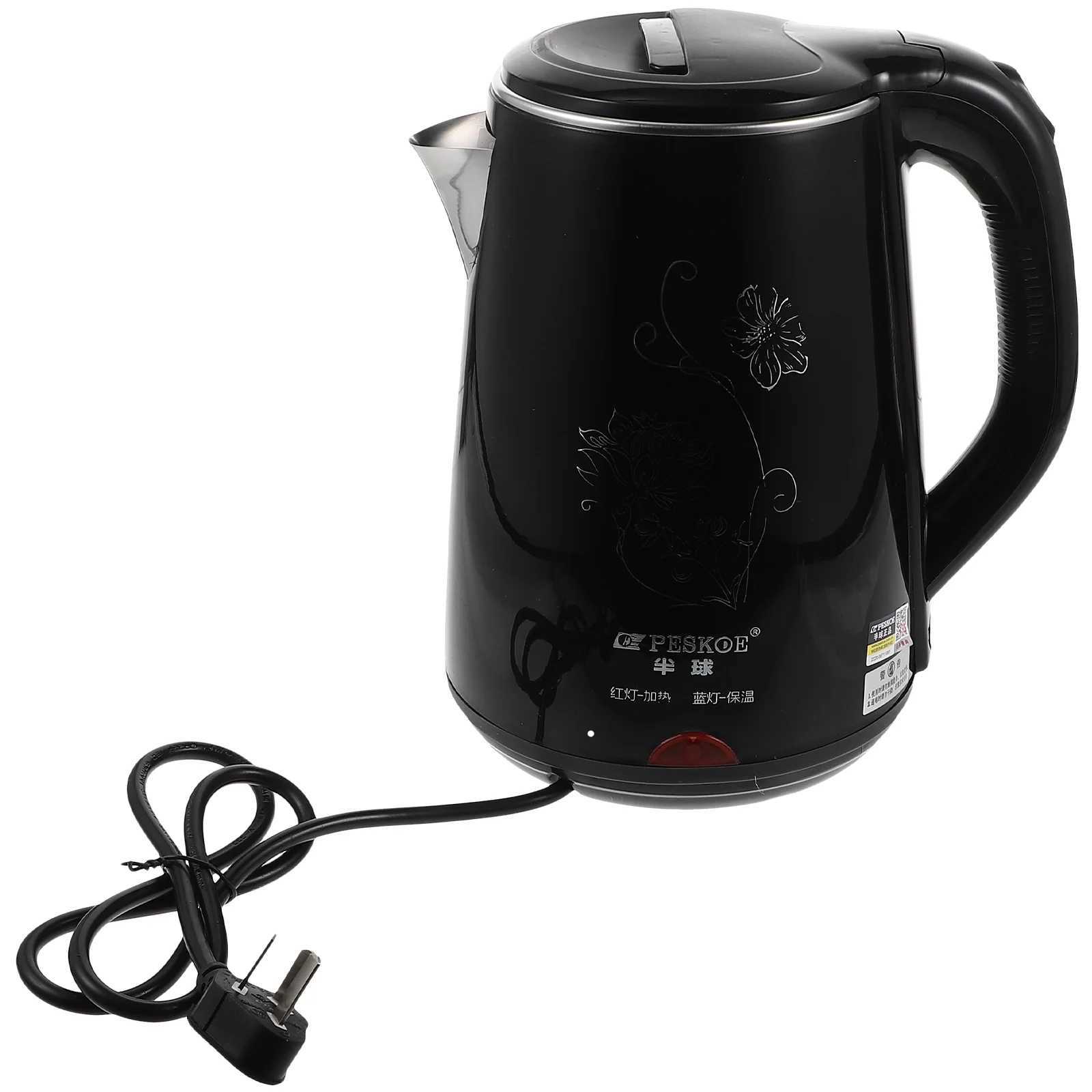 Stainless Steel Electric Kettle Double Wall Tea Kettle 23L Fast and Quite Boiling Auto Shut-off Protection Black C251125