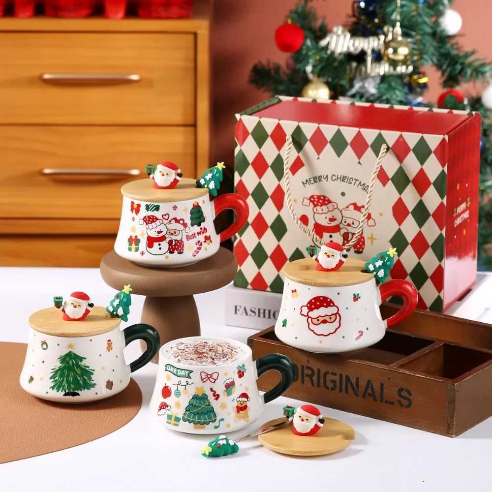New Reliable Christmas cups covered ceramic cups office coffee cups home mugs Christmas birthday and festival gift boxes Y251125