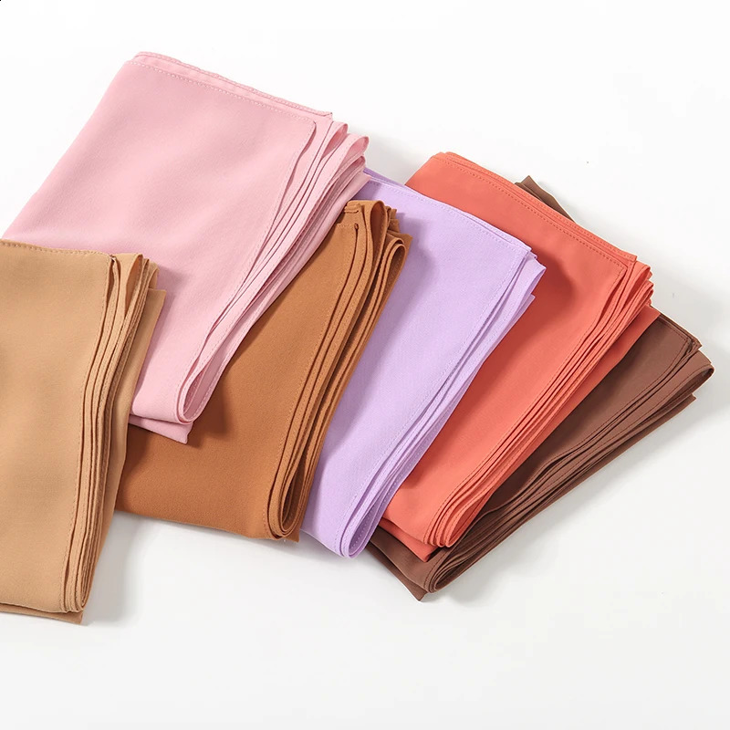 Plain Rhombs Chiffon Hijab Scarf Woman Muslim Hijab Shawls Fashion Tweezers Edge Long Wraps Lady Casual Bandana Islamic Turban 250424
