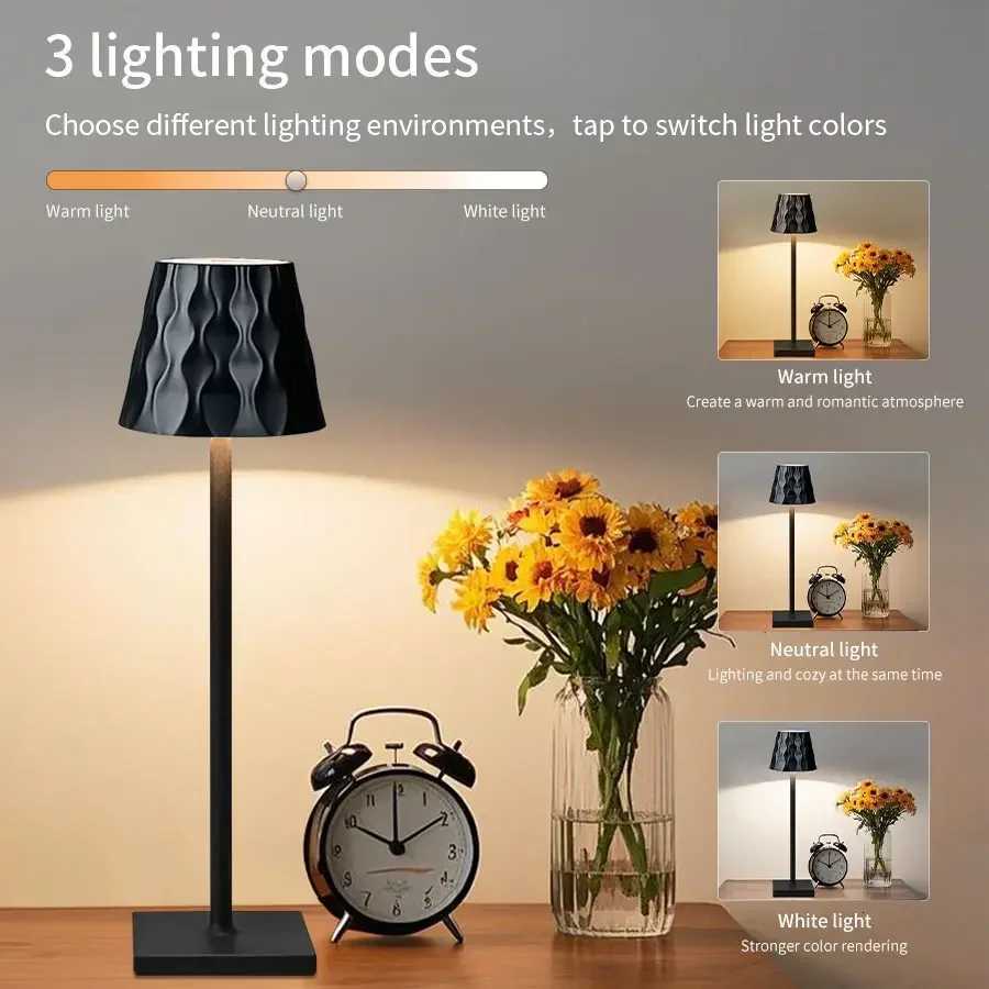 3 Colors Reading Lamp Retro Led Table Lamp Dimmable Rechargeable Night Light for Desktop Bar Bedroom Decor Ambinet LightingM251125