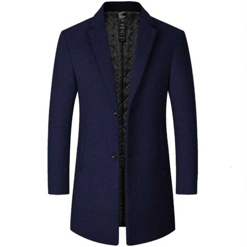 Trench Coat Men Brand Autumn and Winter New Solid Color Long Woolen Coat for Men Business Casual Windbreaker Men ClothingT251125