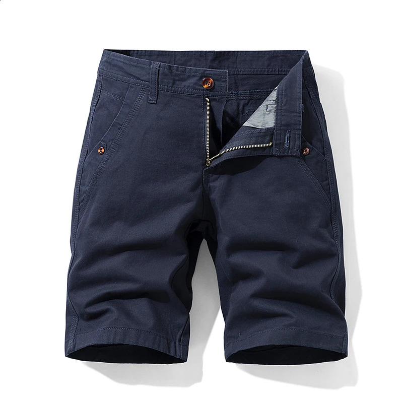 Summer thin multi pocket pure cotton work clothes shorts for men loose straight leg five point casual over knee beach 250420