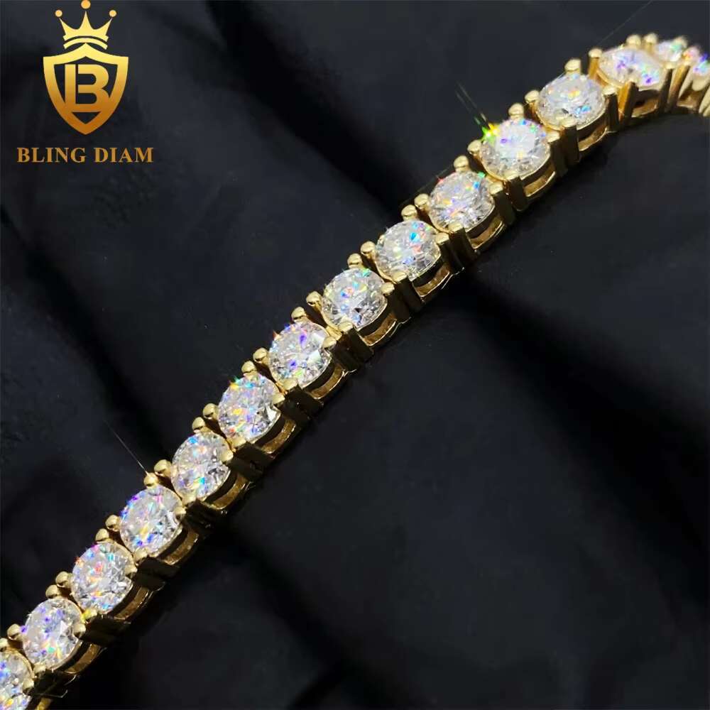 Factory Low Price Hip Hop Jewelry 925 Sterling Silver VVS Moissanite Diamond Tennis Chain 3mm Bracelet Necklace