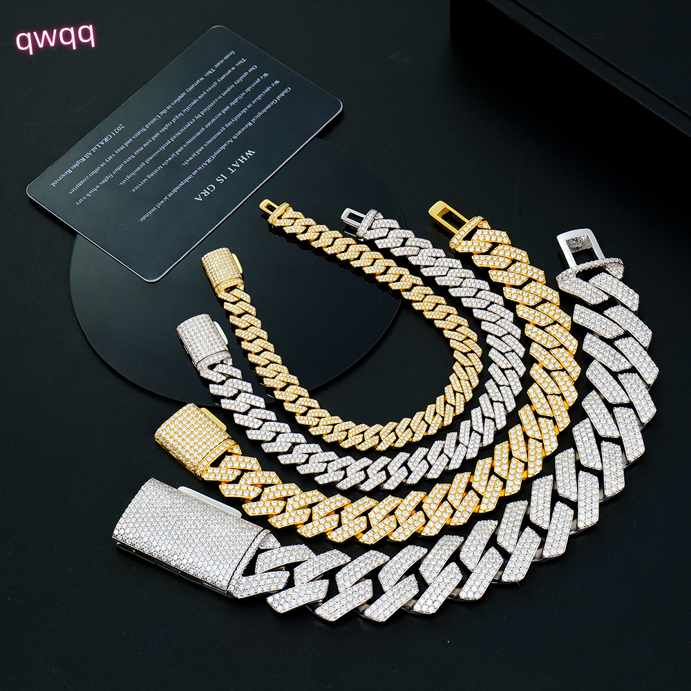 Wholesale Hiphop Man Sterling Silver 925 Jewelry 8 10 12 14 18 20 mm Vvs Diamond Mossanite Moissanite Cuban Link Chain Bracelet