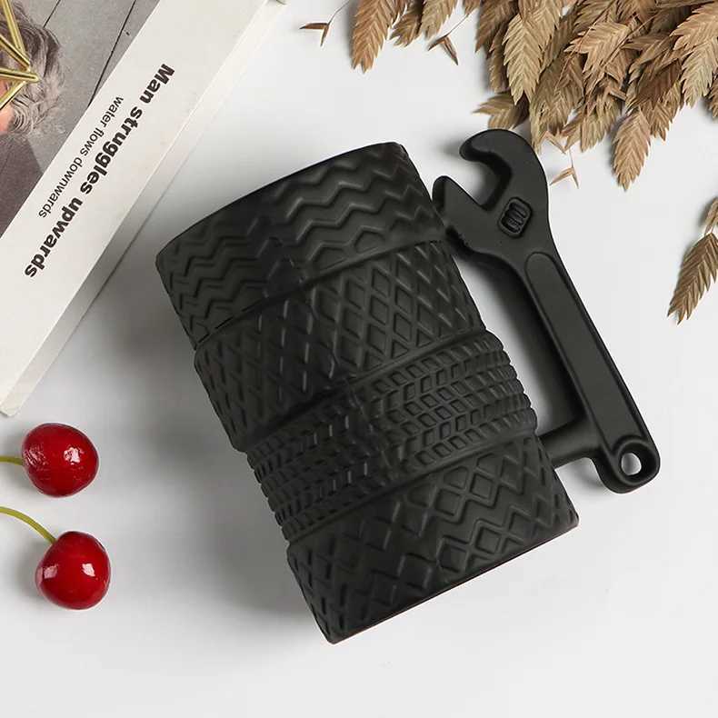 Creative Coffee Mug Large Capacity Ceramic Cup Personty Tire Shaped Cup Novelty Tea Milk Mug Water Bottle Drinkware Gift Y251125