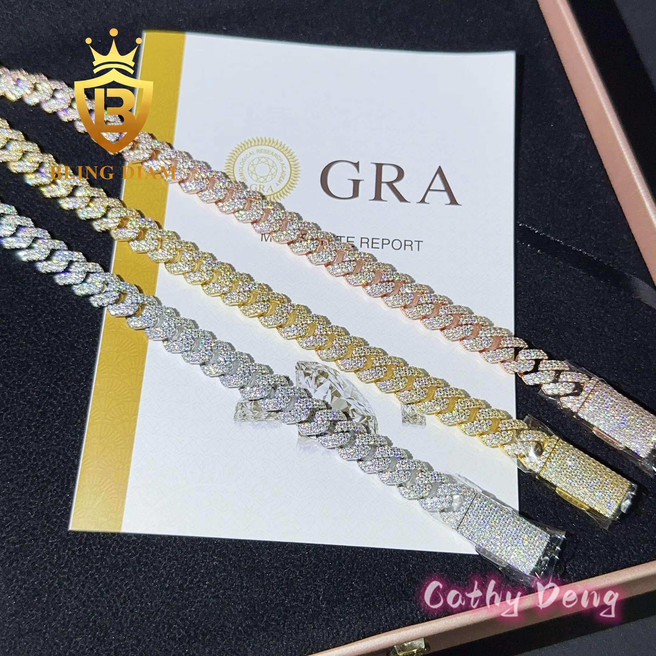 New Arrival Stock 10mm Hiphop Bracelet for Women Vvs 925 Sterling Silver Moissanite Diamond Cuban Chain Bracelet