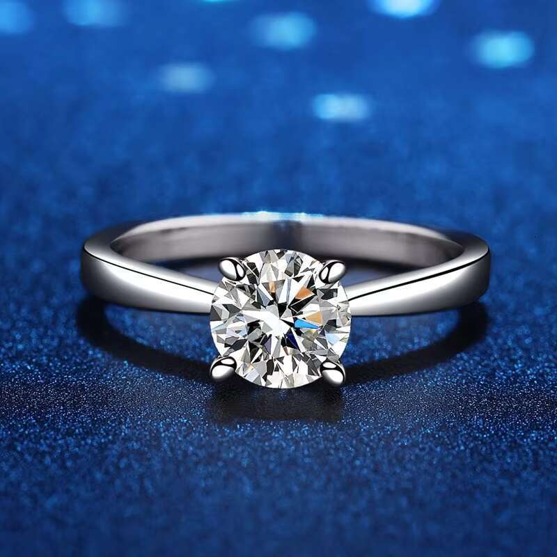 Classic 50 Cents Natural Real 925 Silver Moissanite Diamond GRA Certificate S925 Sterling Silver Engagement Wedding Women Ring