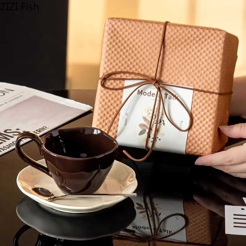 Creative Flower Shape Saucer Ceramic Cupsaucer Dining Table Coffee Cup Milk Tea Mugs Afternoon Tea Teacup Fruit Juice Container Y251125