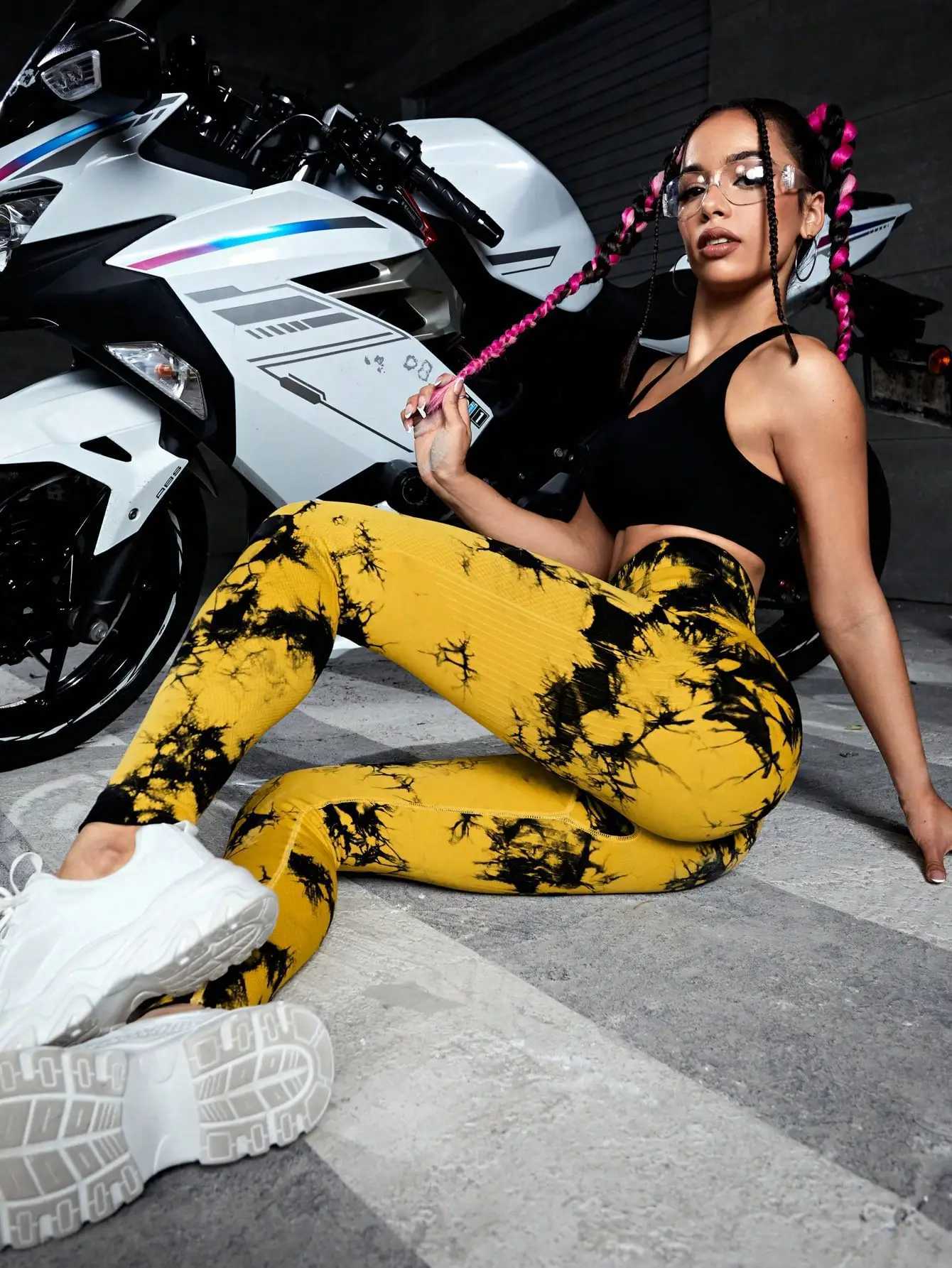 Womens yoga fashion tie dye yoga leggings seamless high stretch abdominal control gym leggings seamless tie dye leggings 2023 newC250425